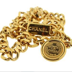 CHANEL Vintage Medallion Chain Belt Metal 70
